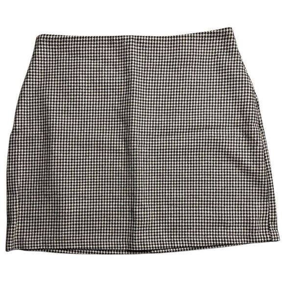 SHEIN Classic Brown and Tan Houndstooth Skirt Size Large - Picture 1 of 4